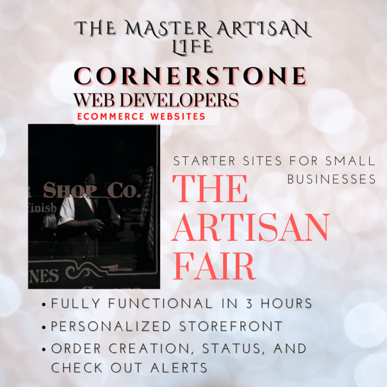 The Master Aritsan Fair; Cornerstone Web Developers Ecommerce Websites; The Artisan Fair; Starter Websites for Small Business;